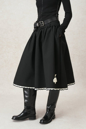 Contrasting Crochet A-Line Puffy Skirt