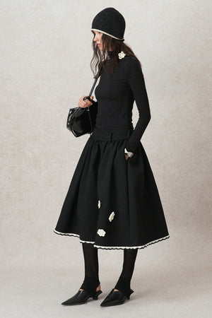 Contrasting Crochet A-Line Puffy Skirt