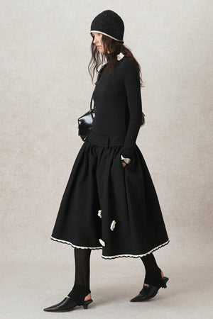 Contrasting Crochet A-Line Puffy Skirt