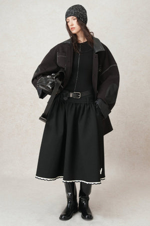 Contrasting Crochet A-Line Puffy Skirt