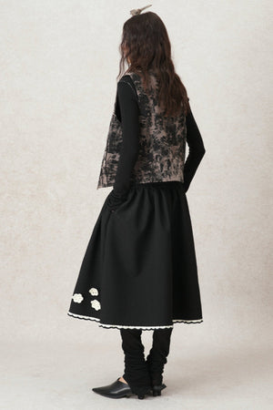 Contrasting Crochet A-Line Puffy Skirt