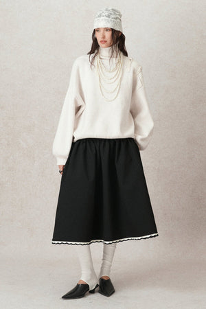 Contrasting Crochet A-Line Puffy Skirt