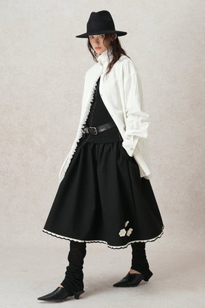 Contrasting Crochet A-Line Puffy Skirt