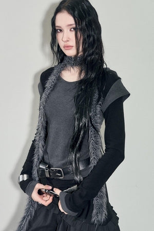Contrasting Long-Sleeve Hooded Top