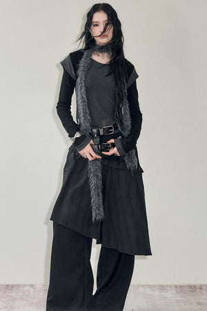 Contrasting Long-Sleeve Hooded Top
