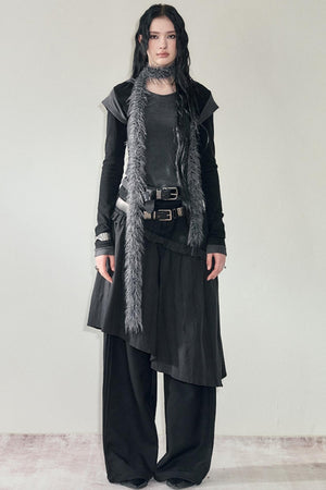 Contrasting Long-Sleeve Hooded Top
