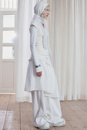 Contrasting Long-Sleeve Hooded Top