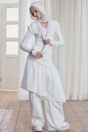 Contrasting Long-Sleeve Hooded Top