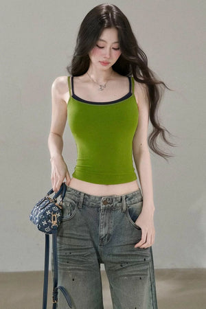 Contrasting Mesh Camisole Top