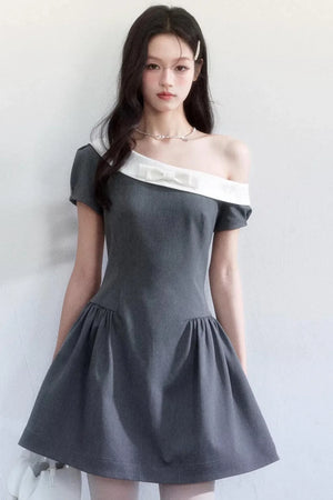 Contrasting Off-Shoulder Princess Dress