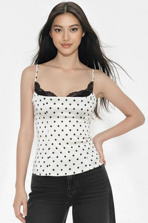 Contrasting Polka Dot Lace Camisole