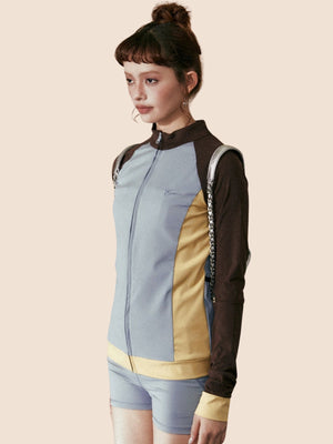 Contrasting Stitching Long-Sleeved Set-Up