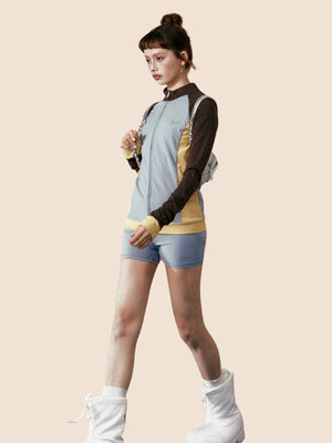 Contrasting Stitching Long-Sleeved Set-Up