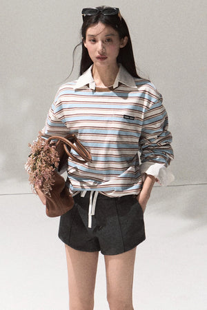 Contrasting Striped Cotton Top