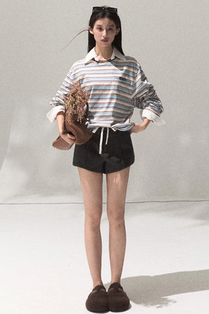 Contrasting Striped Cotton Top