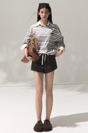 Contrasting Striped Cotton Top