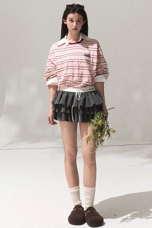 Contrasting Striped Cotton Top