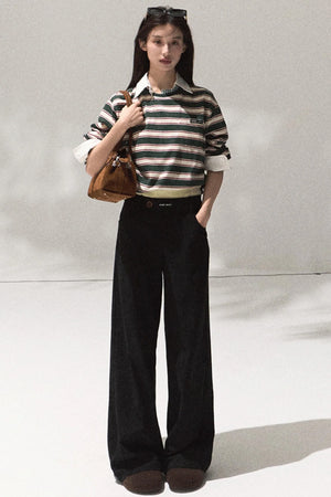 Contrasting Striped Cotton Top