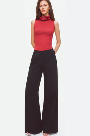 Convertible Collar Sleeveless Knit Top