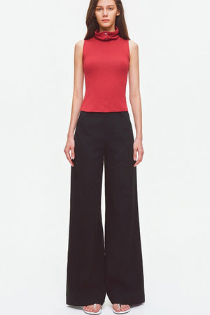 Convertible Collar Sleeveless Knit Top