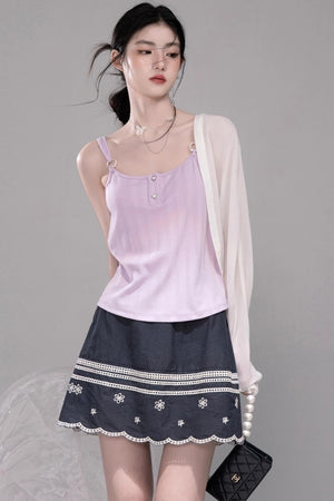 Cool Lily Purple Shawl With Vest Set