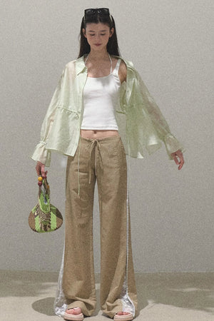Copper Lace Wide Leg Pants