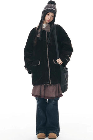 Corduroy Plush Patchwork Jacket