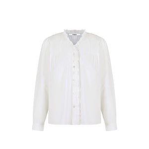Cotton French-Style Ruffled Blouse