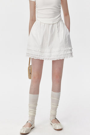 Cotton Lace Ruffle Skirt