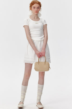 Cotton Lace Ruffle Skirt