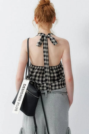 Cotton Plaid Halter Top
