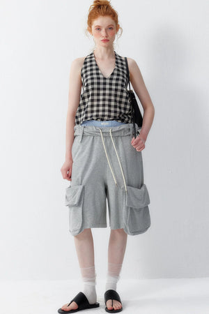 Cotton Plaid Halter Top