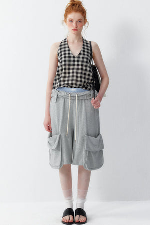 Cotton Plaid Halter Top
