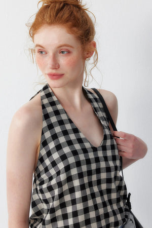 Cotton Plaid Halter Top