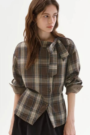 Cotton Plaid Irregular Shirt