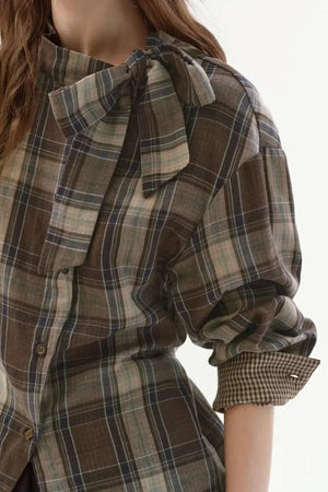Cotton Plaid Irregular Shirt