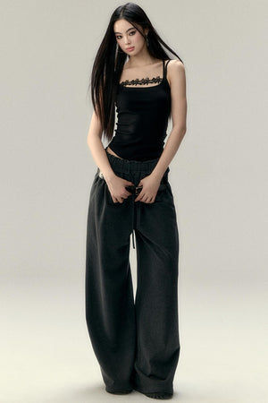 Cotton Pleated Wide-Leg Pants