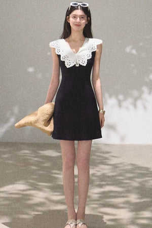 Cotton Sleeveless Backless Waist-cinching Dress