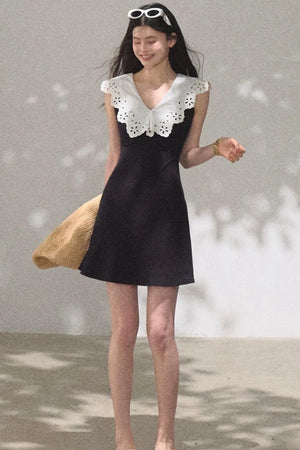Cotton Sleeveless Backless Waist-cinching Dress