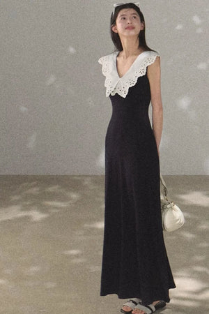 Cotton Sleeveless Backless Waist-cinching Dress