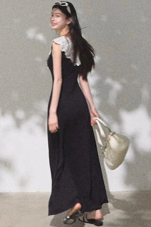 Cotton Sleeveless Backless Waist-cinching Dress