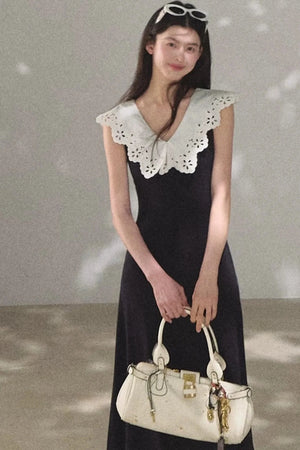 Cotton Sleeveless Backless Waist-cinching Dress