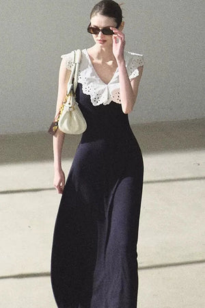 Cotton Sleeveless Backless Waist-cinching Dress