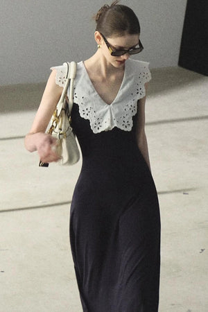 Cotton Sleeveless Backless Waist-cinching Dress