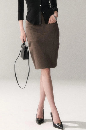 Cotton Washed Midi Skirt
