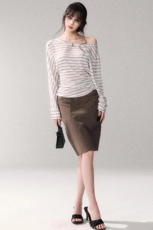 Cotton Washed Midi Skirt