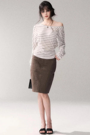Cotton Washed Midi Skirt
