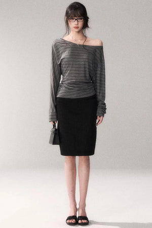 Cotton Washed Midi Skirt