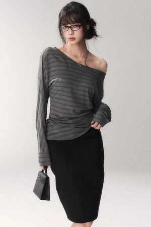 Cotton Washed Midi Skirt
