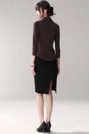 Cotton Washed Midi Skirt